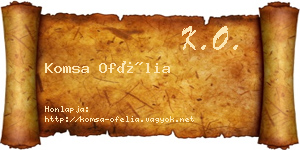 Komsa Ofélia névjegykártya